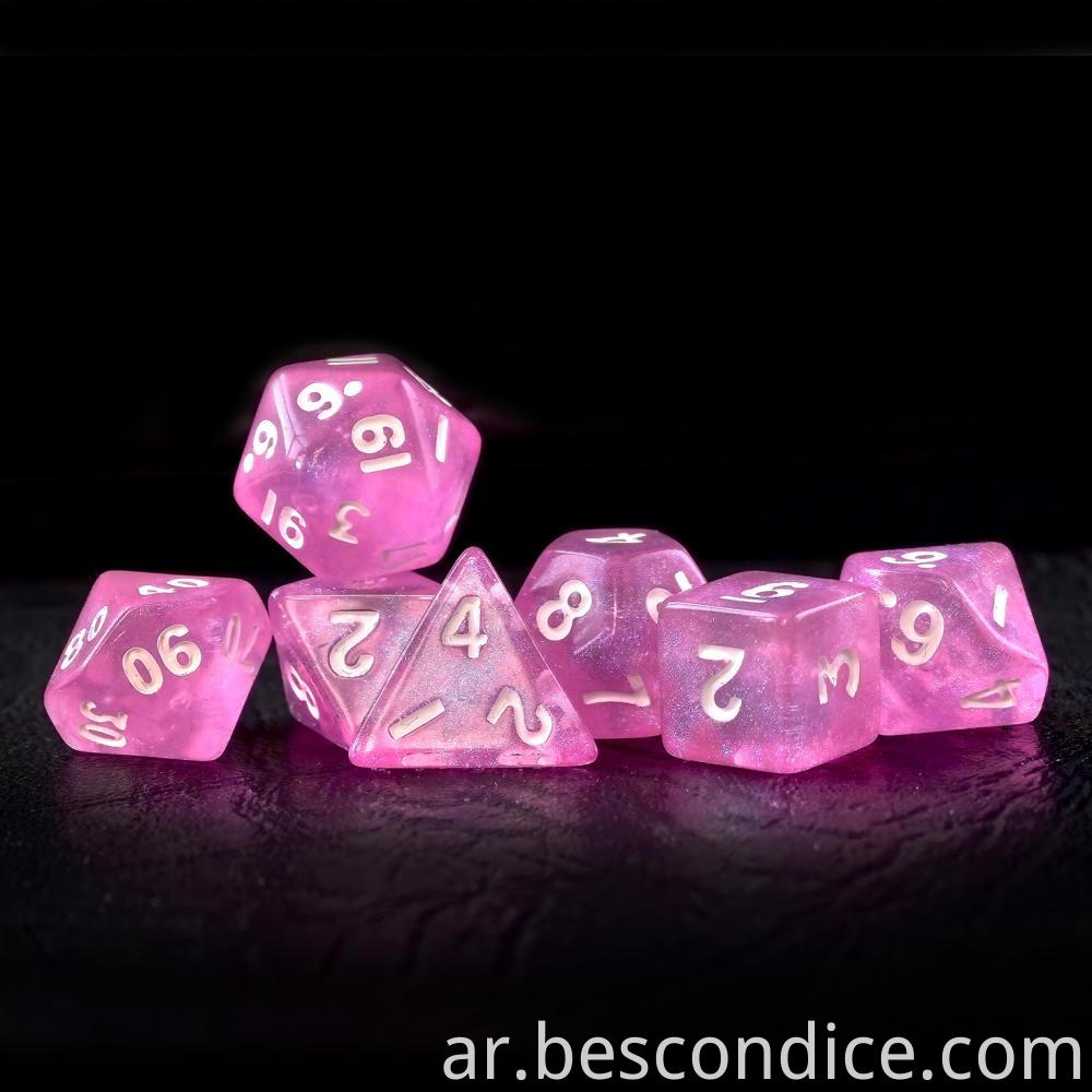 Pink Moonstone Polyhedral Rpg Mini Dice 2